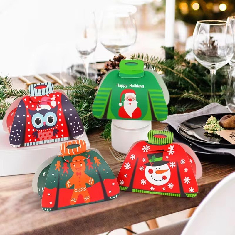 24 pcs Christmas Candy Box Cloth Shape Chocolate Gift Packaging Box Bag 2024 Merry Christmas Decoration 2025 New Year Supplies