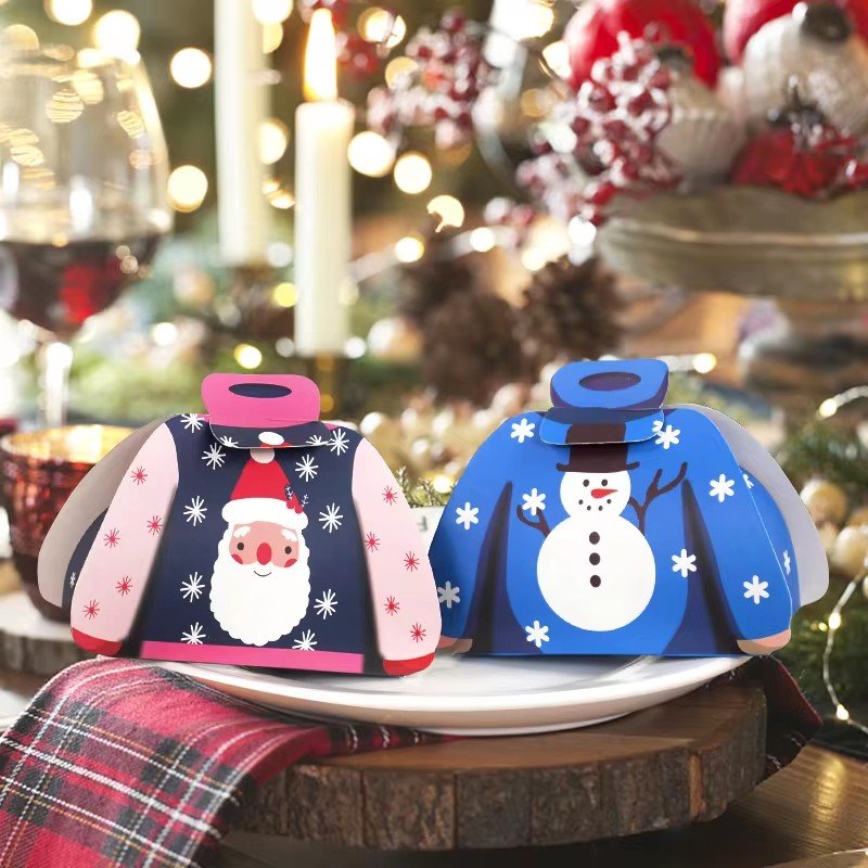 24 pcs Christmas Candy Box Cloth Shape Chocolate Gift Packaging Box Bag 2024 Merry Christmas Decoration 2025 New Year Supplies
