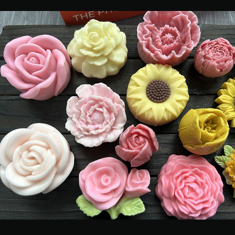 Factory Peony Flower Aromatherapy Candle Molds Silicone Rubber Custom Soap Molds Handmade Diy 3d Candle Silicone Molds