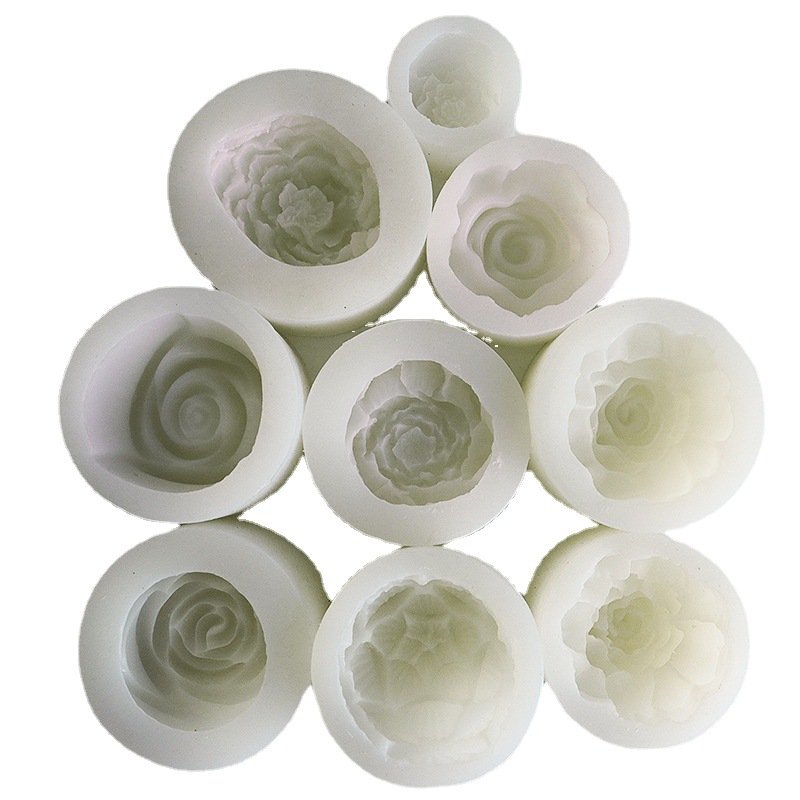 Factory Peony Flower Aromatherapy Candle Molds Silicone Rubber Custom Soap Molds Handmade Diy 3d Candle Silicone Molds