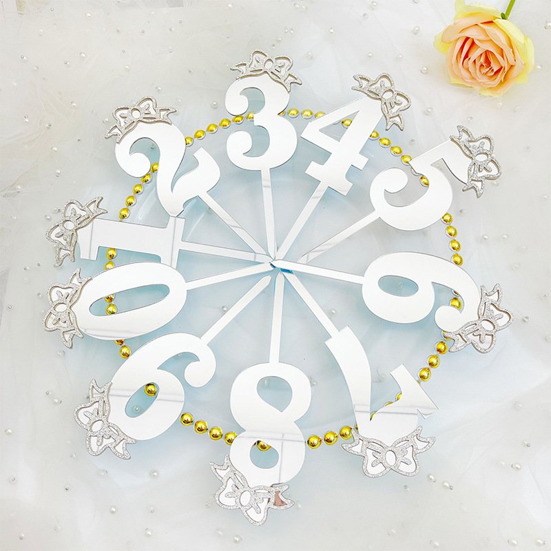 New 18cm Gold Acrylic Number Cake Topper Happy Birthday Babyshower Cake Plugin Party Cake Accessories
