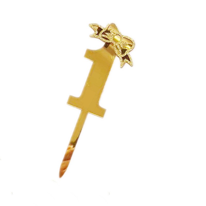 New 18cm Gold Acrylic Number Cake Topper Happy Birthday Babyshower Cake Plugin Party Cake Accessories