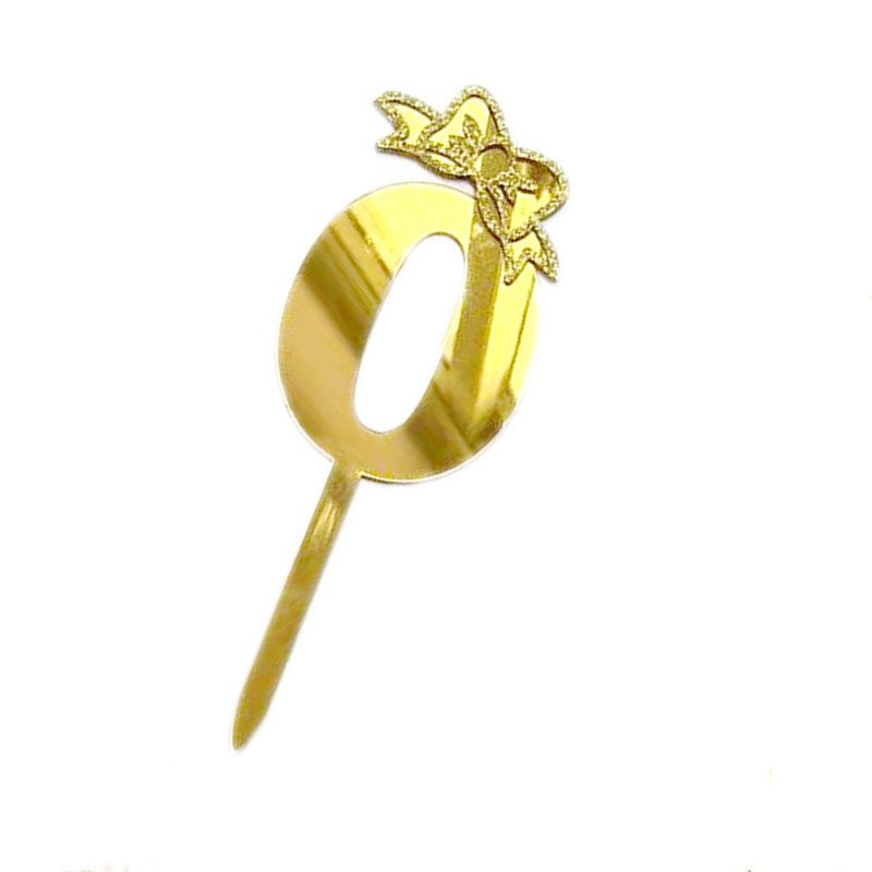 New 18cm Gold Acrylic Number Cake Topper Happy Birthday Babyshower Cake Plugin Party Cake Accessories