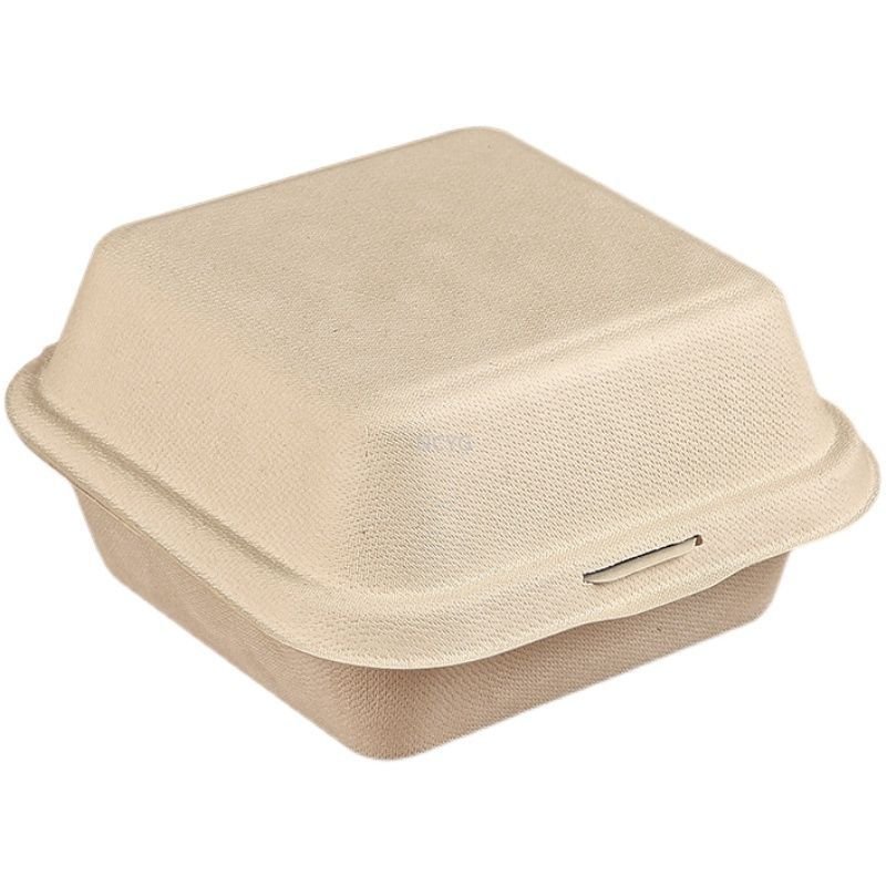 Wholesale disposable bento cake box takeaway Hamburger box degradable pulp fruit cake box