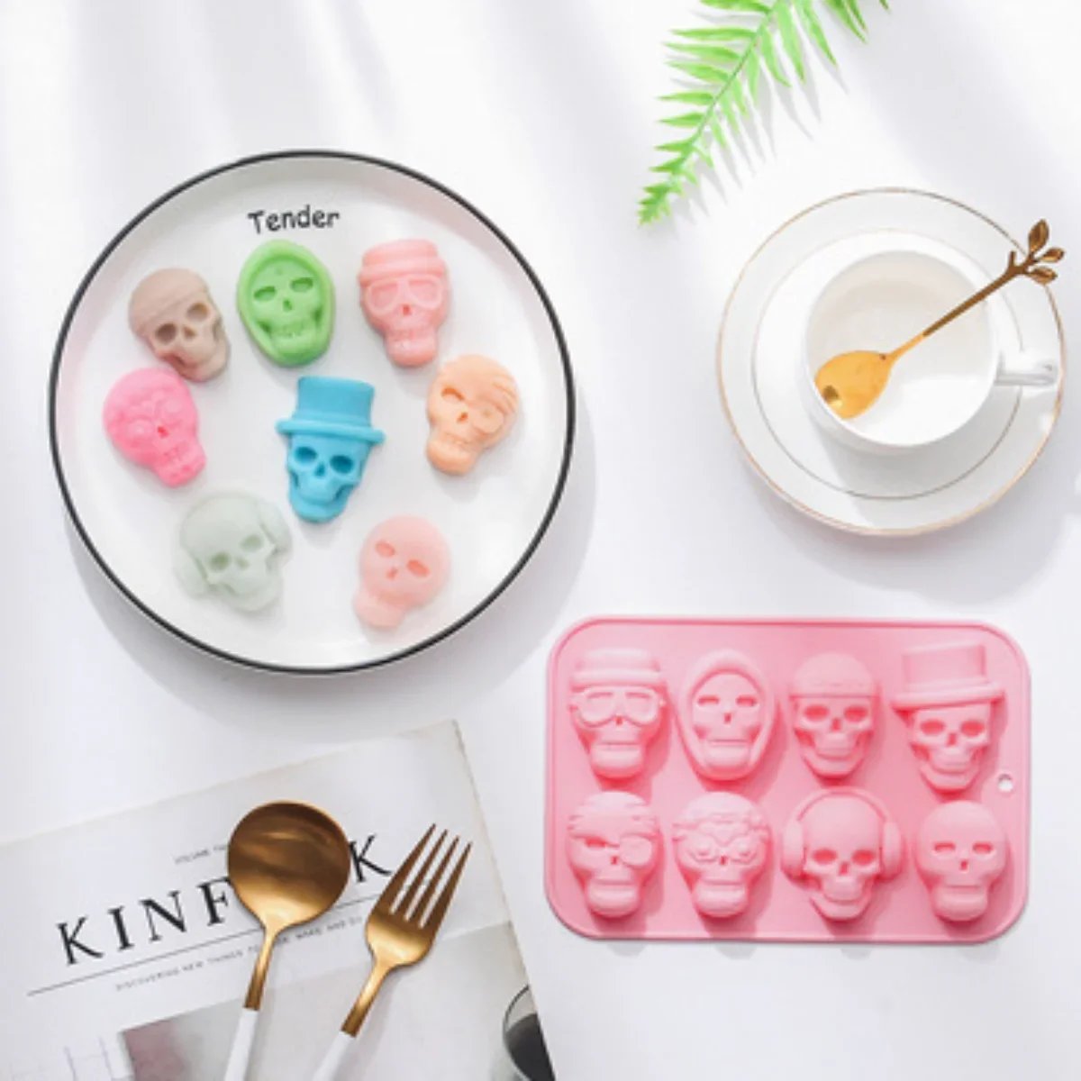 Halloween Moldes Para Velas De Silicona DIY Chocolate Baking Candles Mould Mix Skull Candy Biscuit Mold for Candles Candle Mould