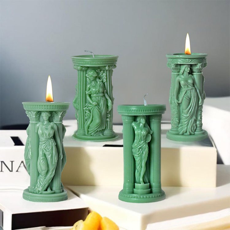 Athena Goddess Statue Silicone Candle Molds European Retro Gypsum Decorations Casting Mould DIY Soy Aromatherapy Candle Making