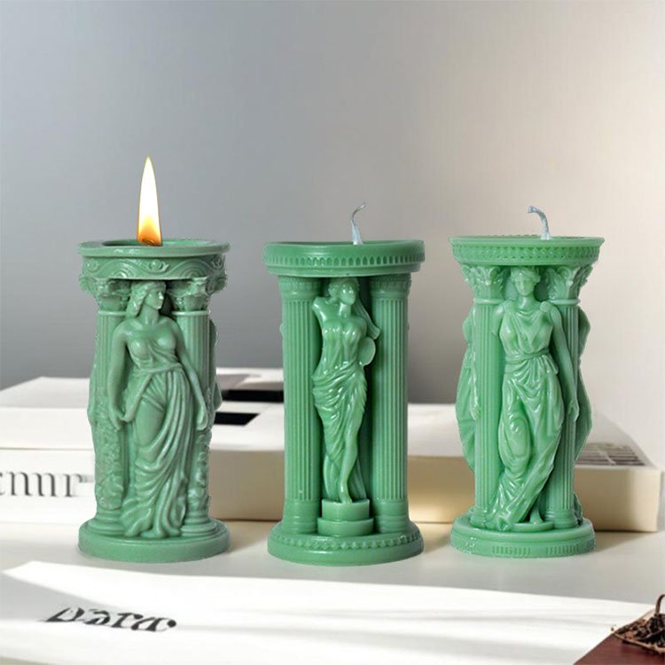 Athena Goddess Statue Silicone Candle Molds European Retro Gypsum Decorations Casting Mould DIY Soy Aromatherapy Candle Making