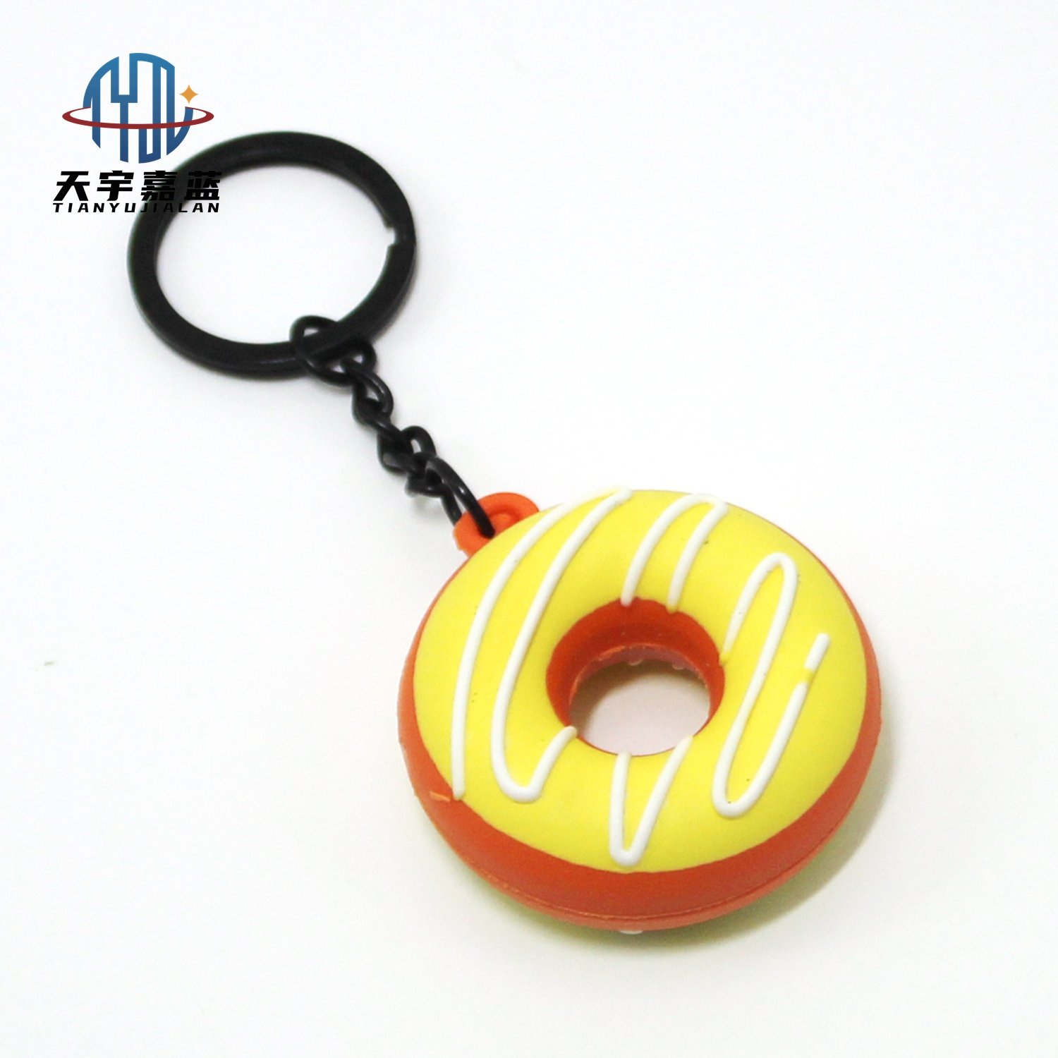 Tianyu 2024 Cute Cartoon Donut Keychain Kawaii Bread Molding Rubber Pvc Keyring Charms For Gril Gift