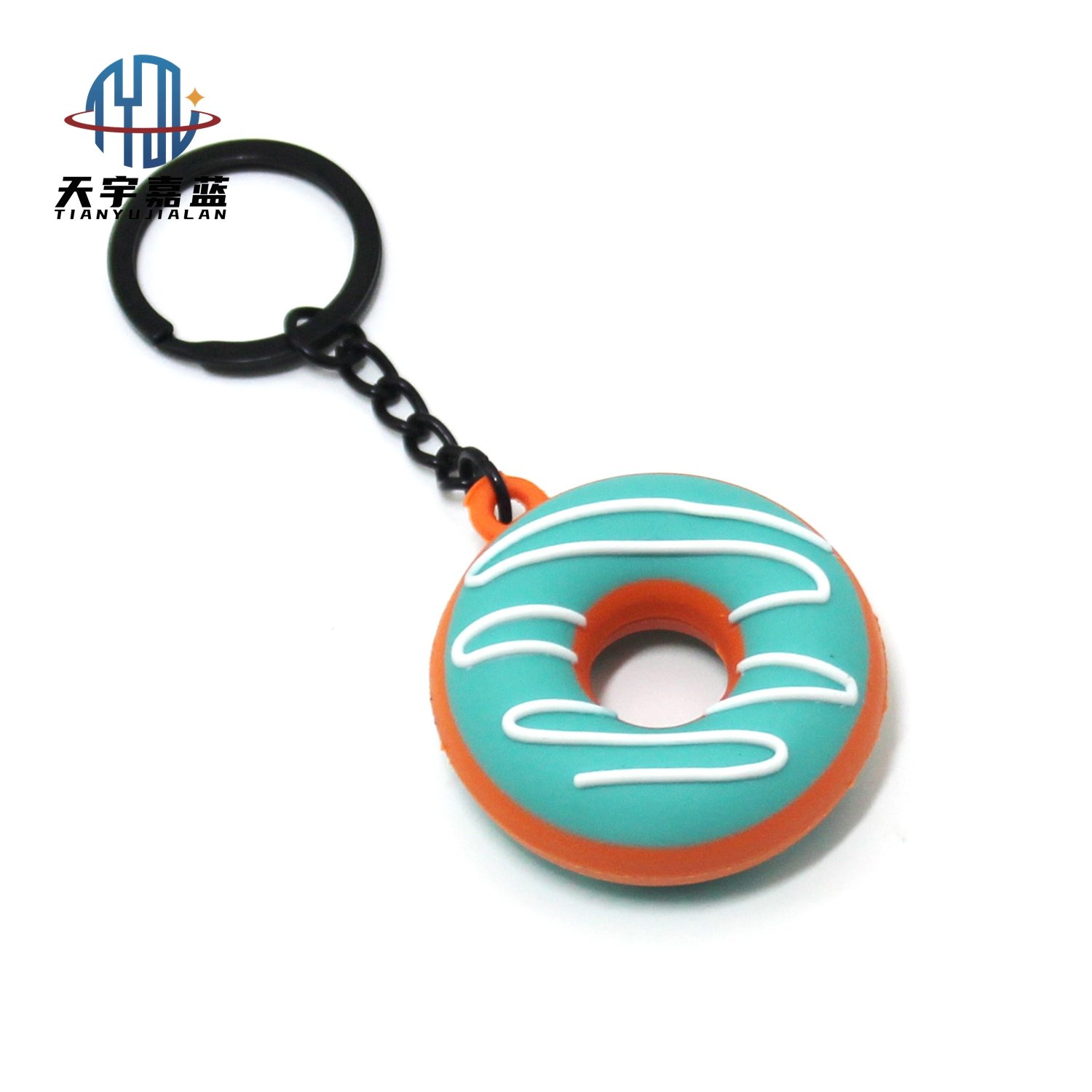 Tianyu 2024 Cute Cartoon Donut Keychain Kawaii Bread Molding Rubber Pvc Keyring Charms For Gril Gift