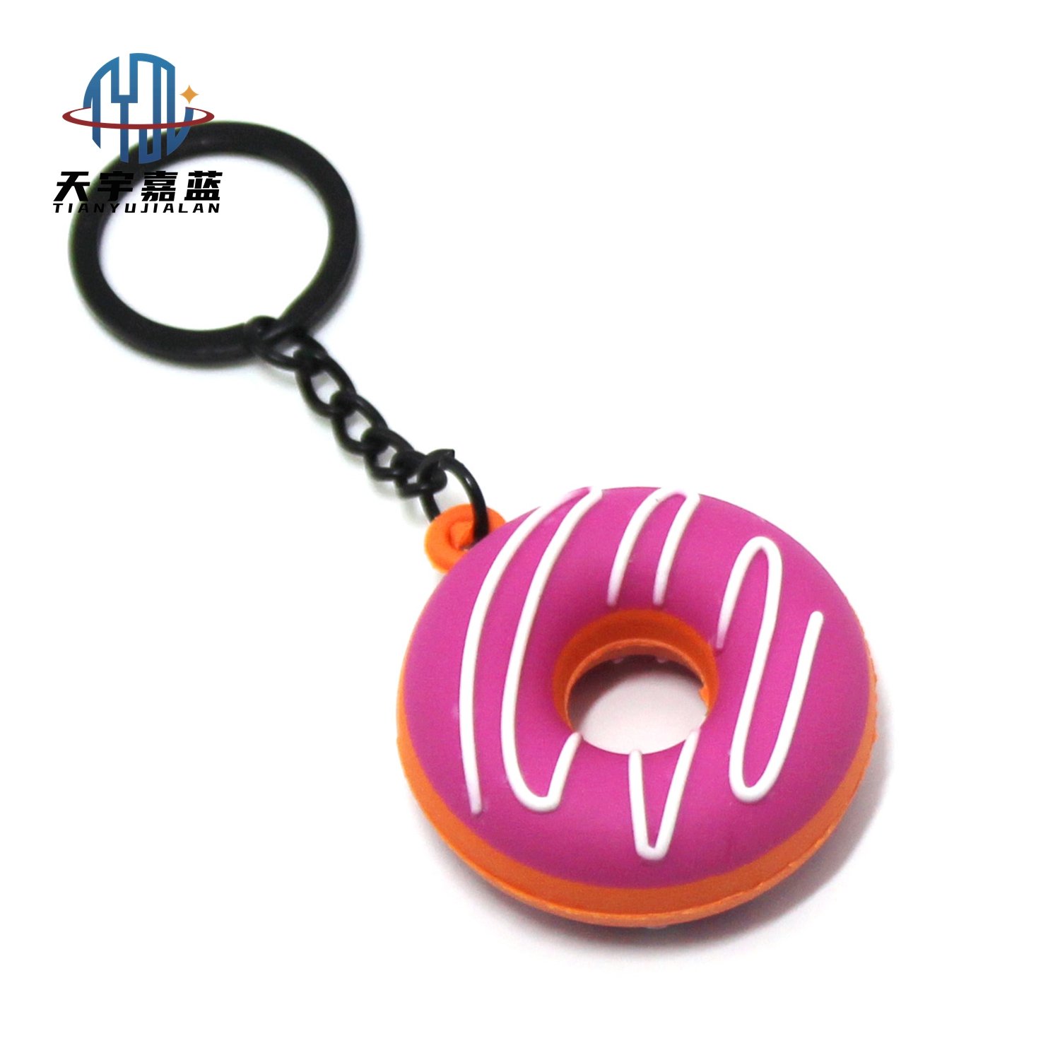 Tianyu 2024 Cute Cartoon Donut Keychain Kawaii Bread Molding Rubber Pvc Keyring Charms For Gril Gift