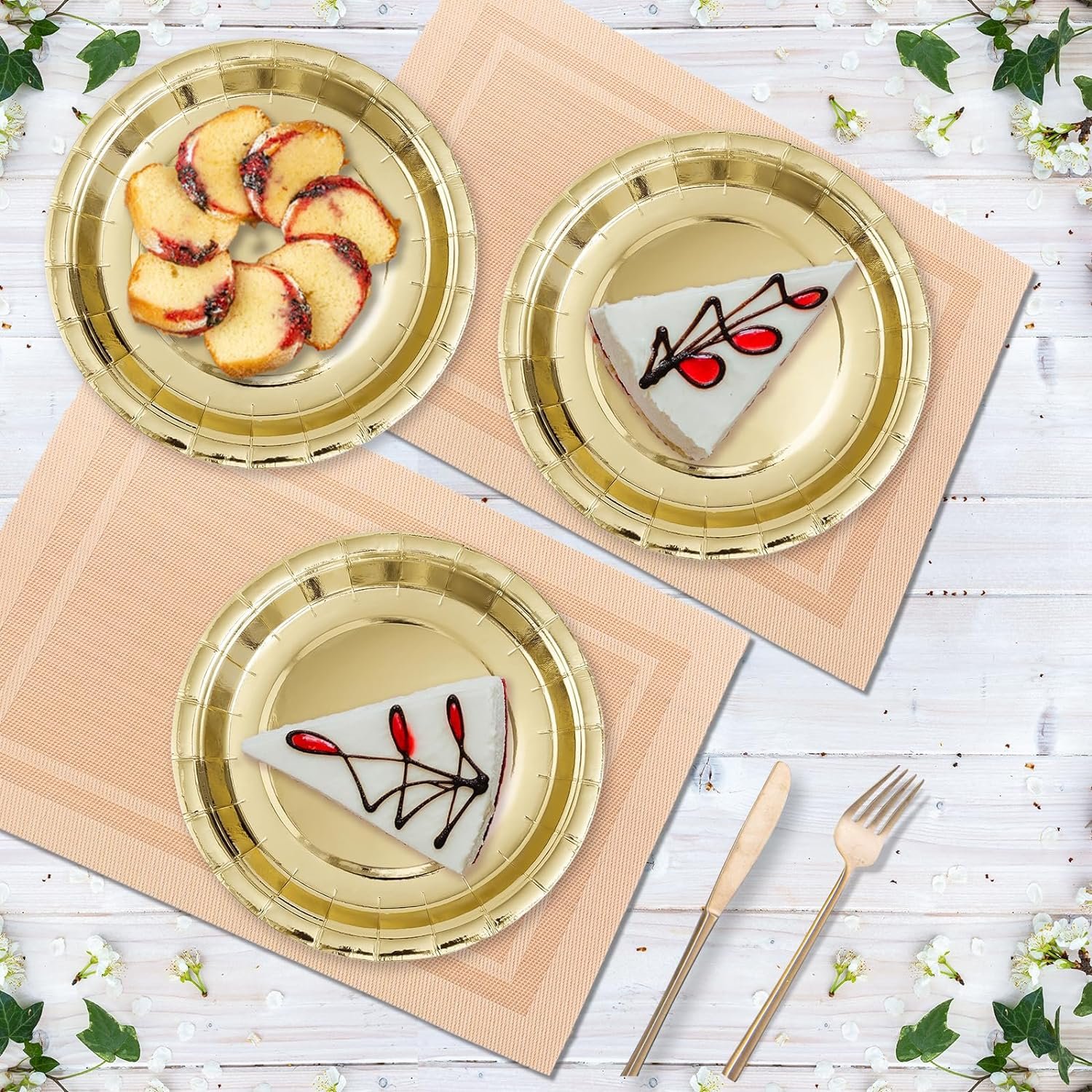 9inch golden Paper Plates Birthday Party Supplies Colored Disposable baby shower Paper plate Dessert Cake Decorations plate