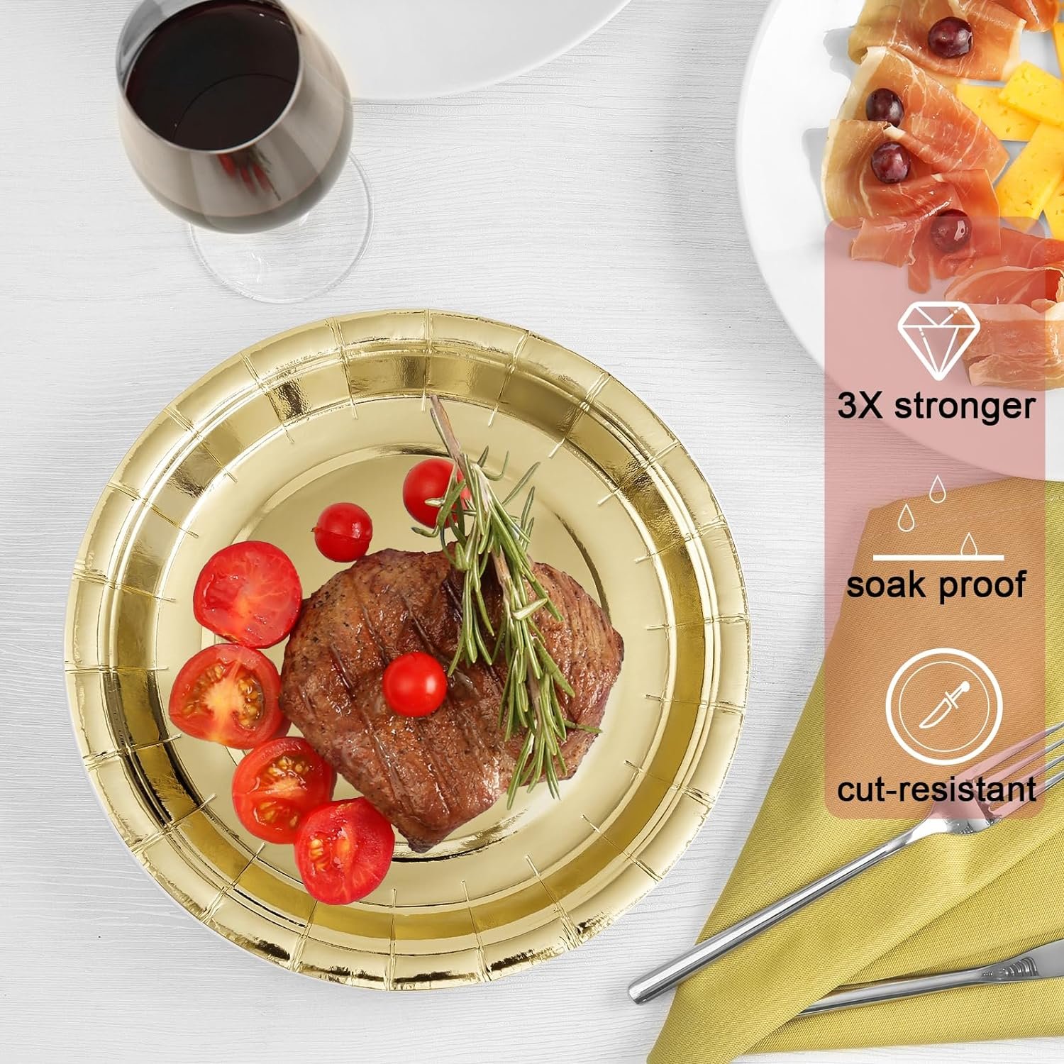 9inch golden Paper Plates Birthday Party Supplies Colored Disposable baby shower Paper plate Dessert Cake Decorations plate