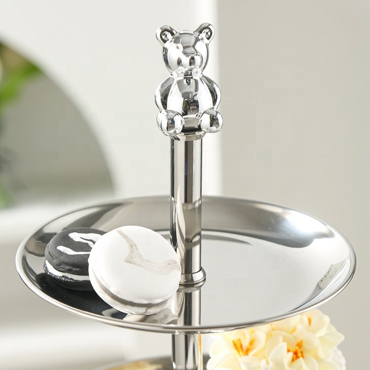 Tianxing Wedding Cake Decoration Stainless Steel 3-Tier Tray Stand Round Gold Cupcake Display Tower Dessert Fruit Stand