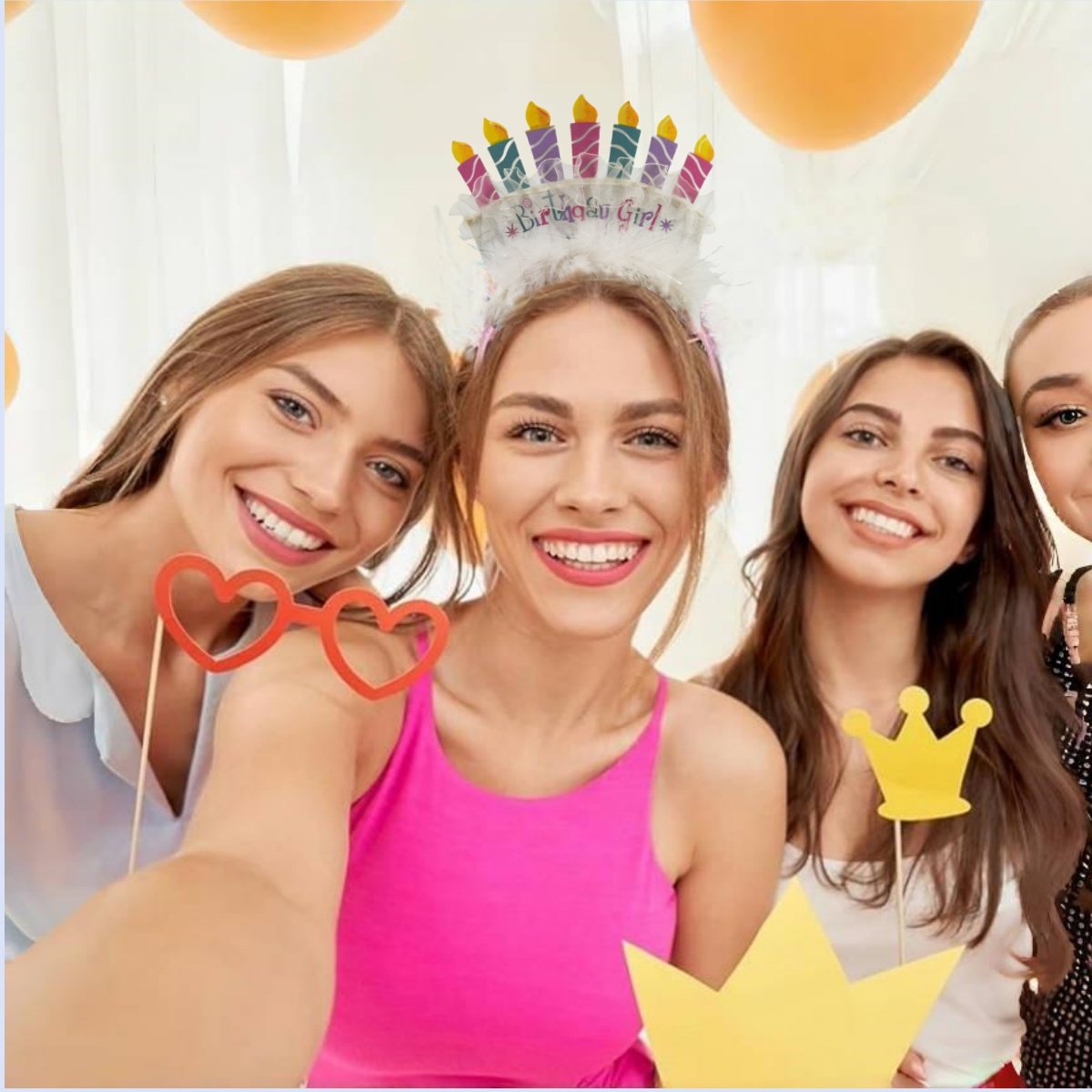 Good Quality New Arrivals girls happy birthday cake headband birthday candles Personality Creative Pink Headwear