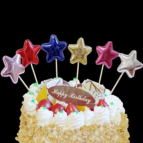 5 Pieces Mirror High-gloss PU Leather Five-pointed Star Love Crown Mickey Cake Topper Happy Birthday For Wedding Cake Decoration