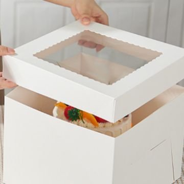 Bake packaging windowed heaven and earth lid cheesecake carton pizza box bake cake supplier