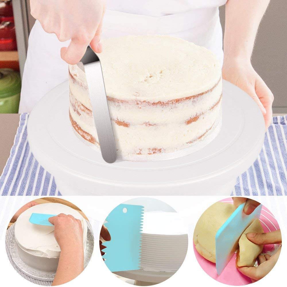 Cake Decorating Supplies Kit Tools Accessories Set Turntable Icing Piping Tips Nozzles Spatula Smoother For Cake Decorations