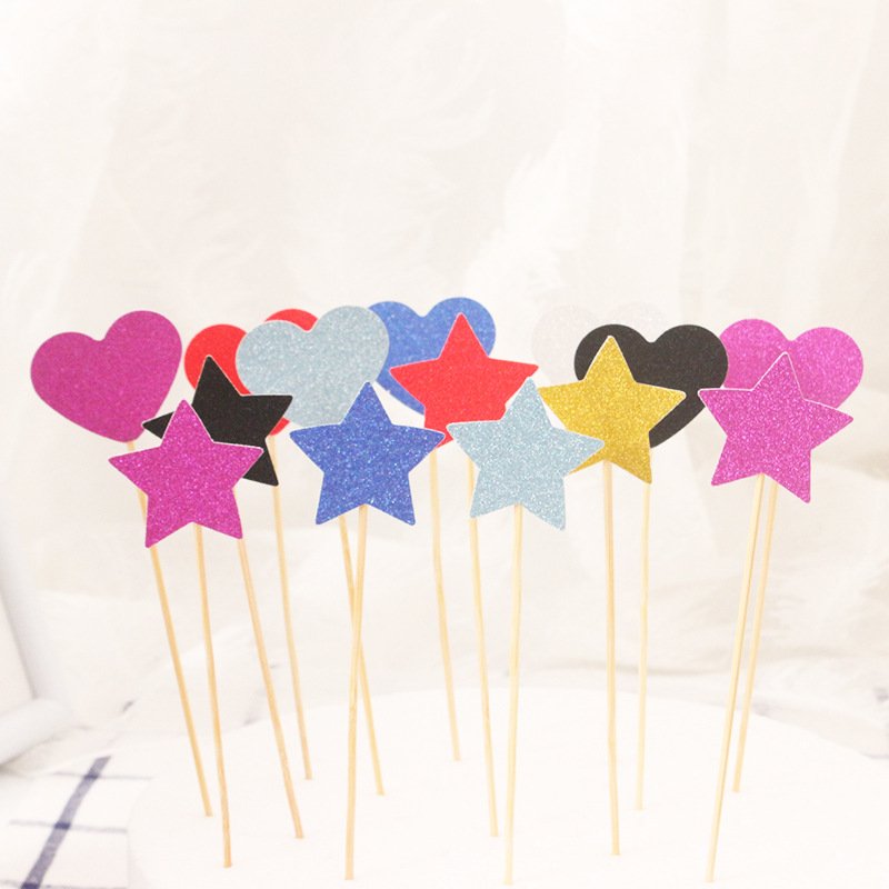 Love Star Birthday Cake Toppers Paper Baking Plug-In for Cake Decorating Supplies