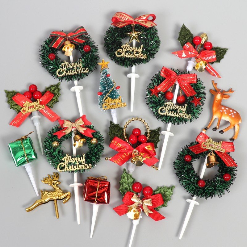 Merry Christmas Cake Decoration Christmas Tree Leaf Ornament 3D Deer Home Decor Supplie Cake Decor