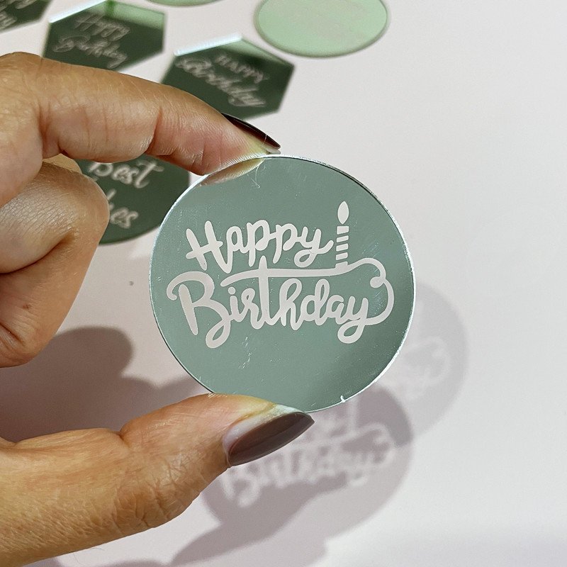 Cupcake decorations acrylic cake topper Happy Birthday decoration Laser print birthday cake for birthday party