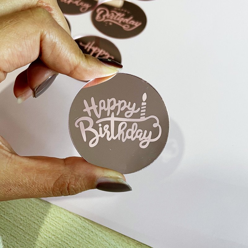 Cupcake decorations acrylic cake topper Happy Birthday decoration Laser print birthday cake for birthday party