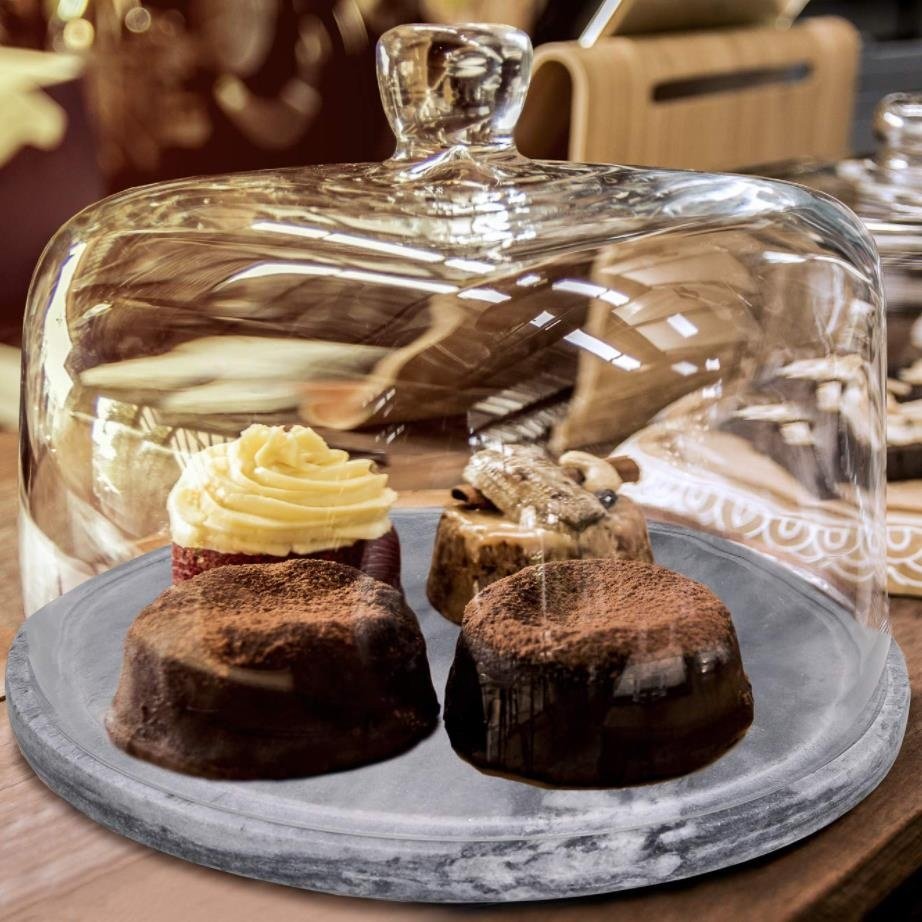 Marble Cake Stand with Glass Cover Dome wedding decorating tools supplies