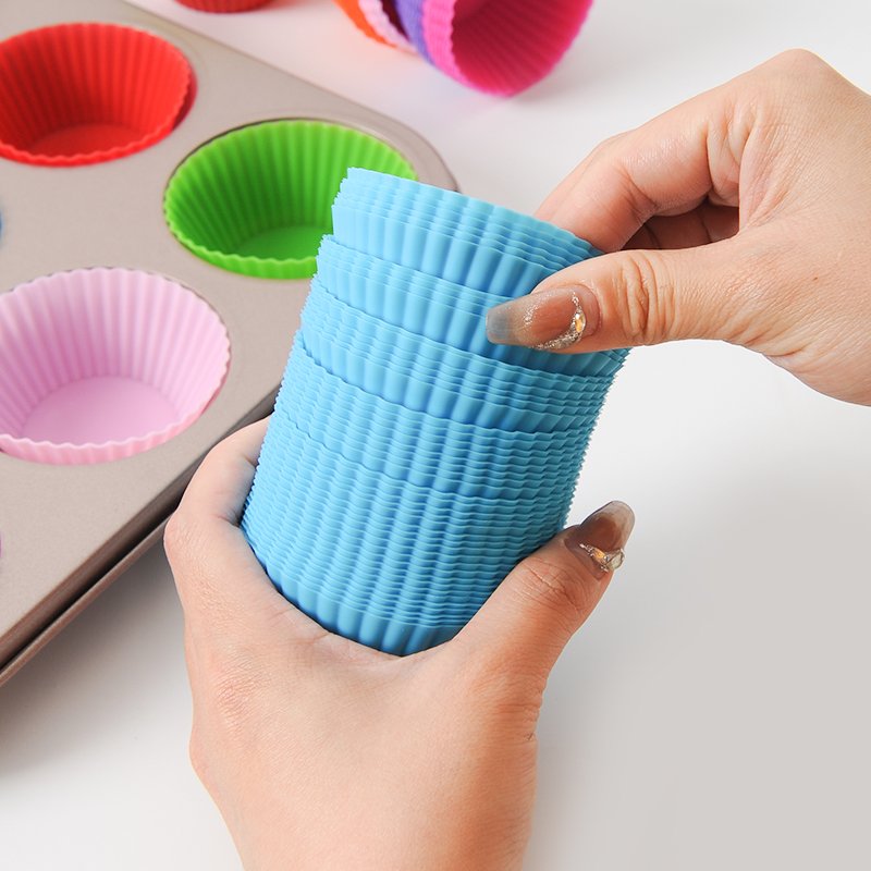Factory Supplies Round Shaped Silicone Cake Mold Kitchen Muffin Cupcake Baking Molds