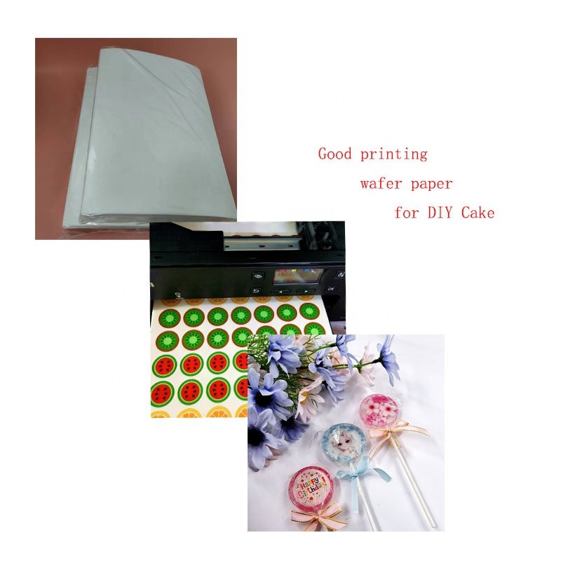 Butterfly wrapping customized 0.65mm A4 white wafer paper edible waffle sheet for edible rice paper printer eco-friend paper
