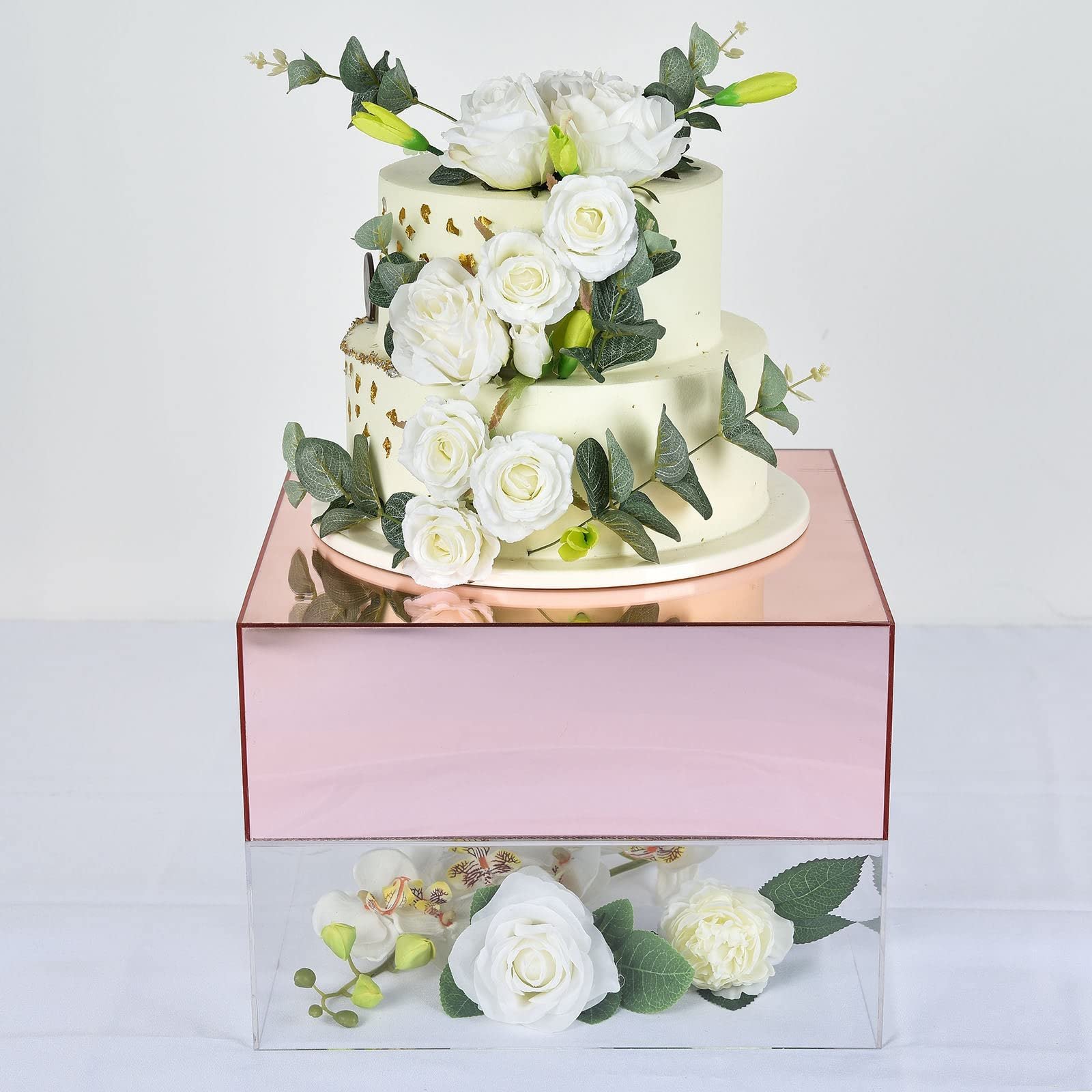 Factory wholesale Rose Gold wedding flowers cake stand halloween decor Acrylic Cake Box Stand for party supplies event decor