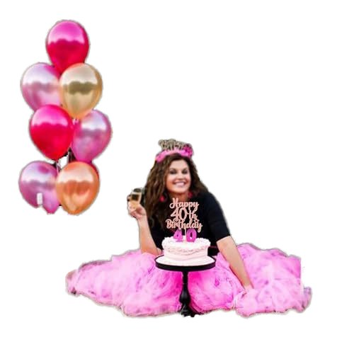 Happy Birthday Party Decorations with Rose Gold Glitter Happy 10th Birthday Cake Topper for Kids Birthday Party Supply Set