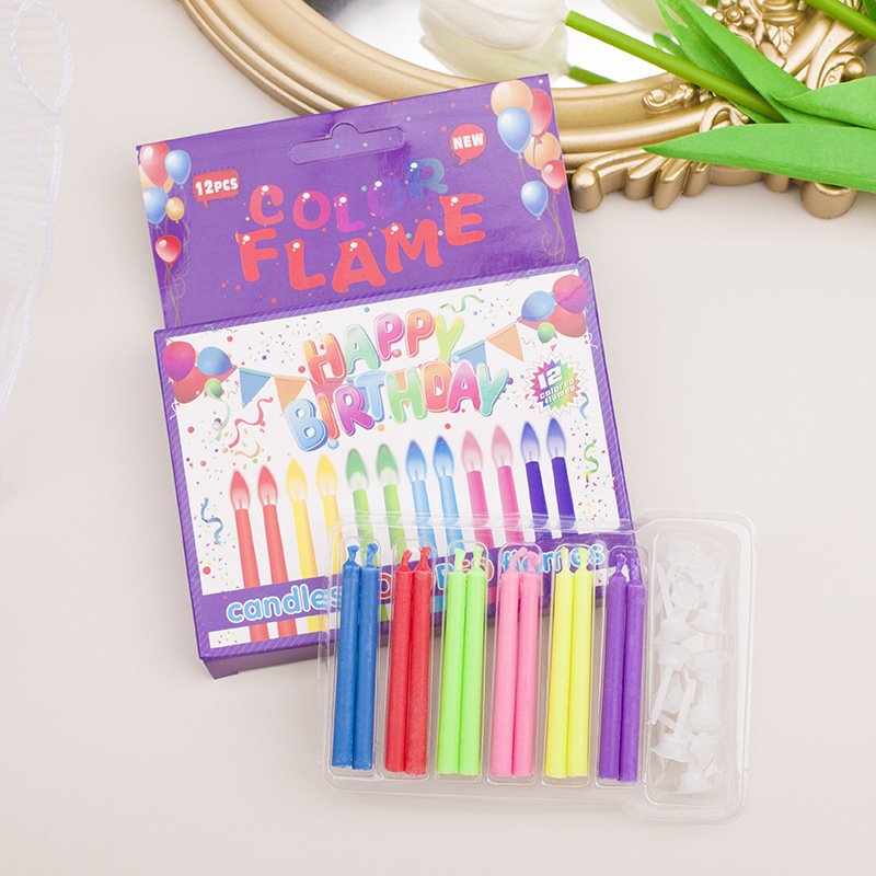 New design Colored Flame Birthday Candles Cake Accessories Amazing Happy Birthday Party Candles Eco-friendly No-toxic Candles