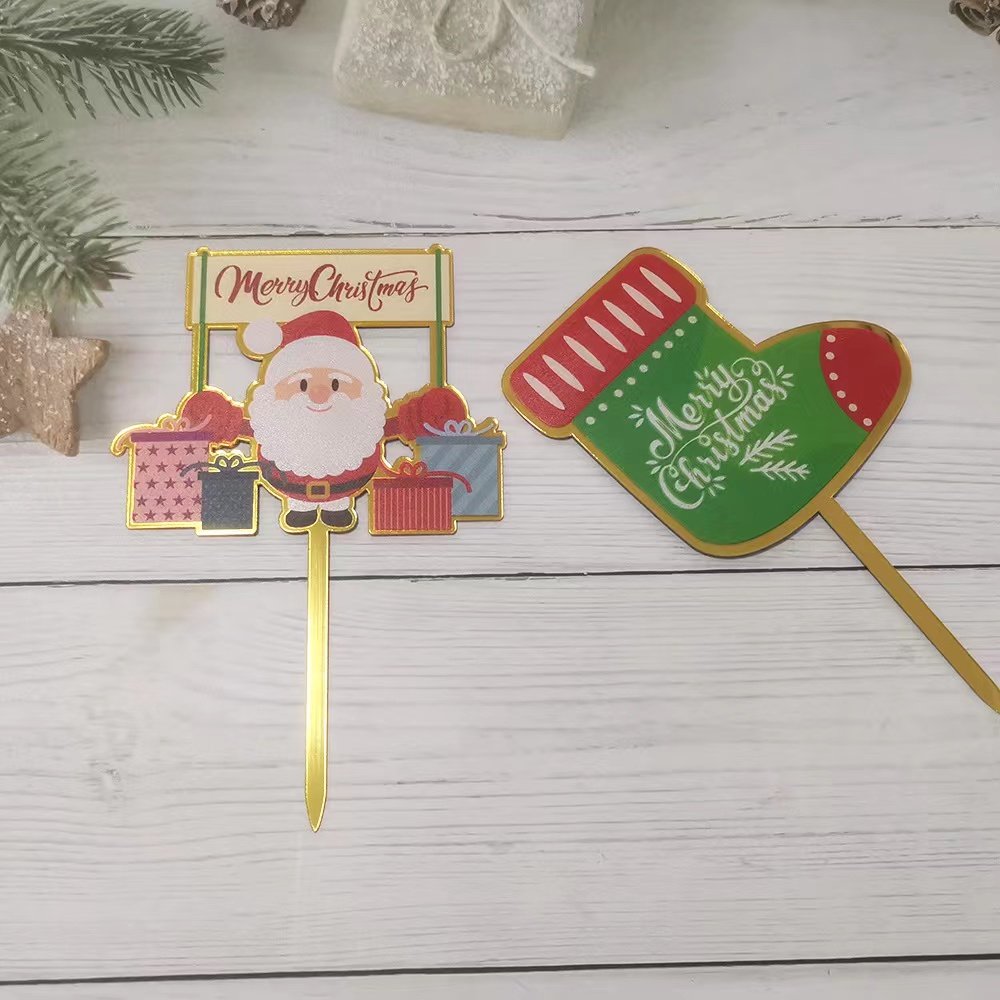 Colorful Acrylic Merry Christmas Cake Topper Decorations Christmas Cake Toppers for Party Supplies