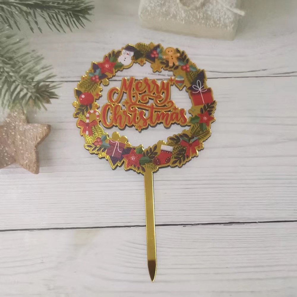 Colorful Acrylic Merry Christmas Cake Topper Decorations Christmas Cake Toppers for Party Supplies