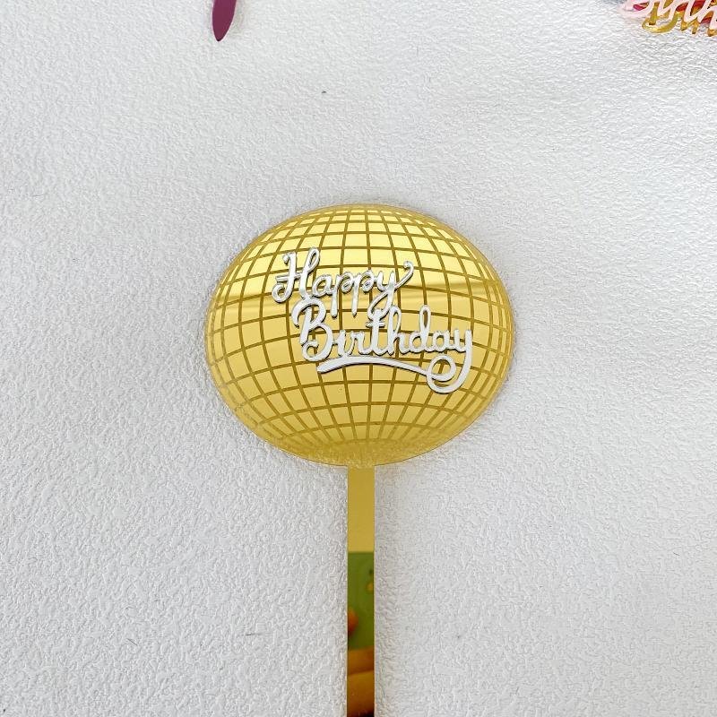 Ychon wholesale personalized nice round disco ball toppers cake card insert backing cake acrylic toppers for disco theme party