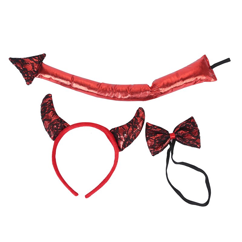 2024 HOT Halloween horn/red Devil horn/Devil horn tail set for christmas