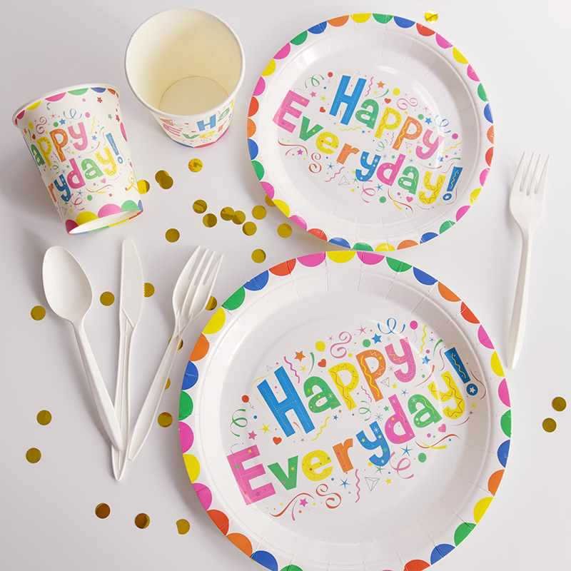 Party Tableware Table Decorations Wholesale Dinnerware Plates Cups Cutlery Napkins Set Disposable Party Supplies Kits