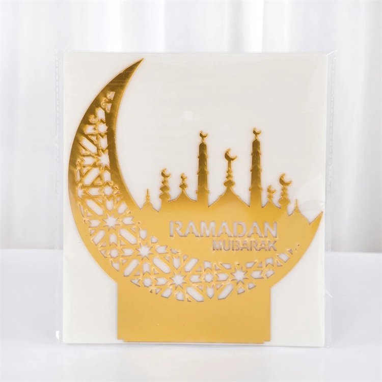 Eid Acrylic Gold Castle Moon Cupcake Topper For Ramadan Mubarak Kareem Cake Decorations Corban Festival Eid Al Adha