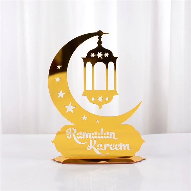 Eid Acrylic Gold Castle Moon Cupcake Topper For Ramadan Mubarak Kareem Cake Decorations Corban Festival Eid Al Adha