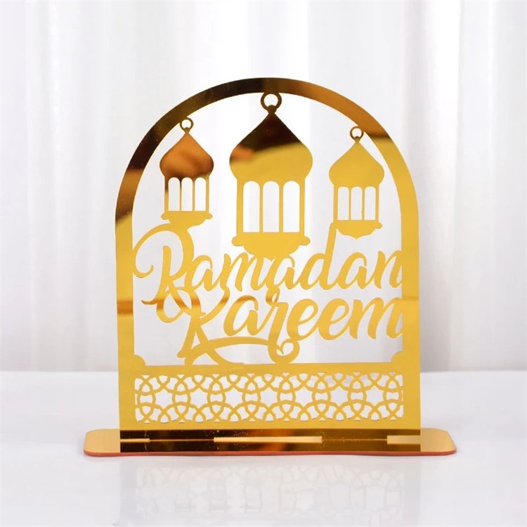 Eid Acrylic Gold Castle Moon Cupcake Topper For Ramadan Mubarak Kareem Cake Decorations Corban Festival Eid Al Adha