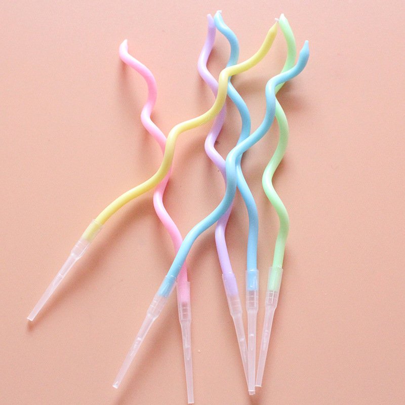 LEMON 6 Pcs Makaron Rainbow Ins Spiral Curve Cake Candle Cake Topper Valentine'S Day Wedding Birthday Party Decorations Supplies
