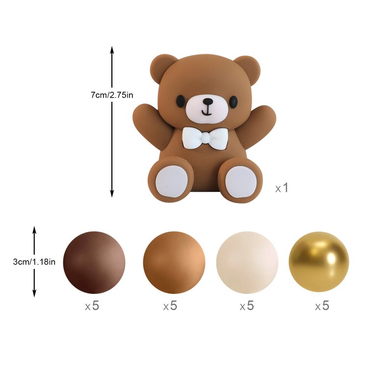 Brown Bear Colorful Balloons Balls Cake Toppers for Birthday Baby Shower Party Decorations Supplies