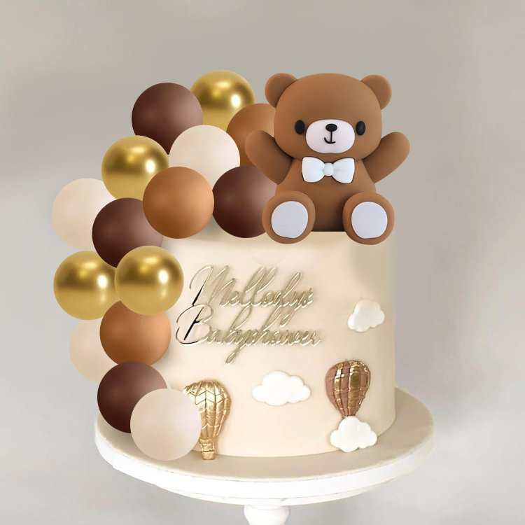 Brown Bear Colorful Balloons Balls Cake Toppers for Birthday Baby Shower Party Decorations Supplies