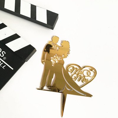 Valentine's Day Miss To Mrs Wedding Cake Decoration Topper For Bridal Wedding Party Decorations Gold Glitter