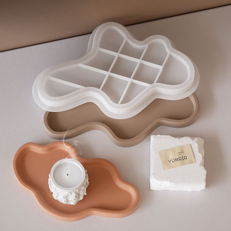 YS Large Irregular Tray Ornament Silicone Mold DIY Cement Plaster Dish Plate Resin Mold Jewelry Storage Desktop Decoration