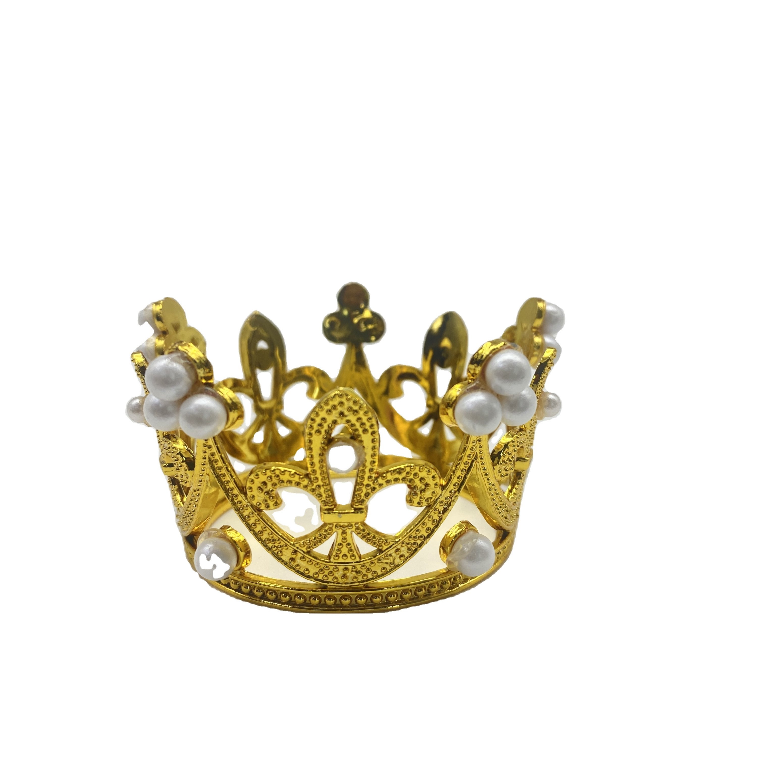 Baking Cake Decoration Pieces Decoration Manufacturers Wholesale Small Crown Heart Tiara Diamond-inlaid Alloy Gold color