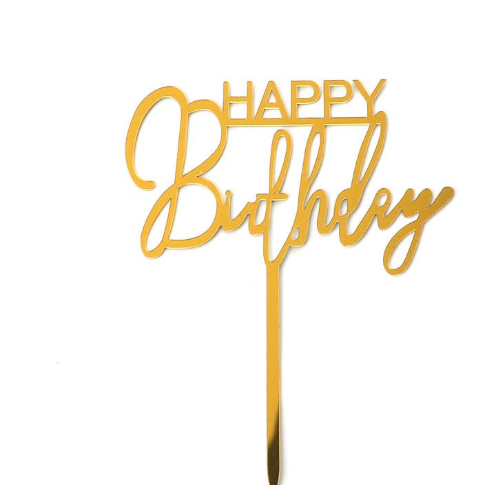 Custom Many Style butterfly Cake Topper Gold Geometry Round Letter Acrylic Cake Topper Decoration Happy Birthday Cake Topper