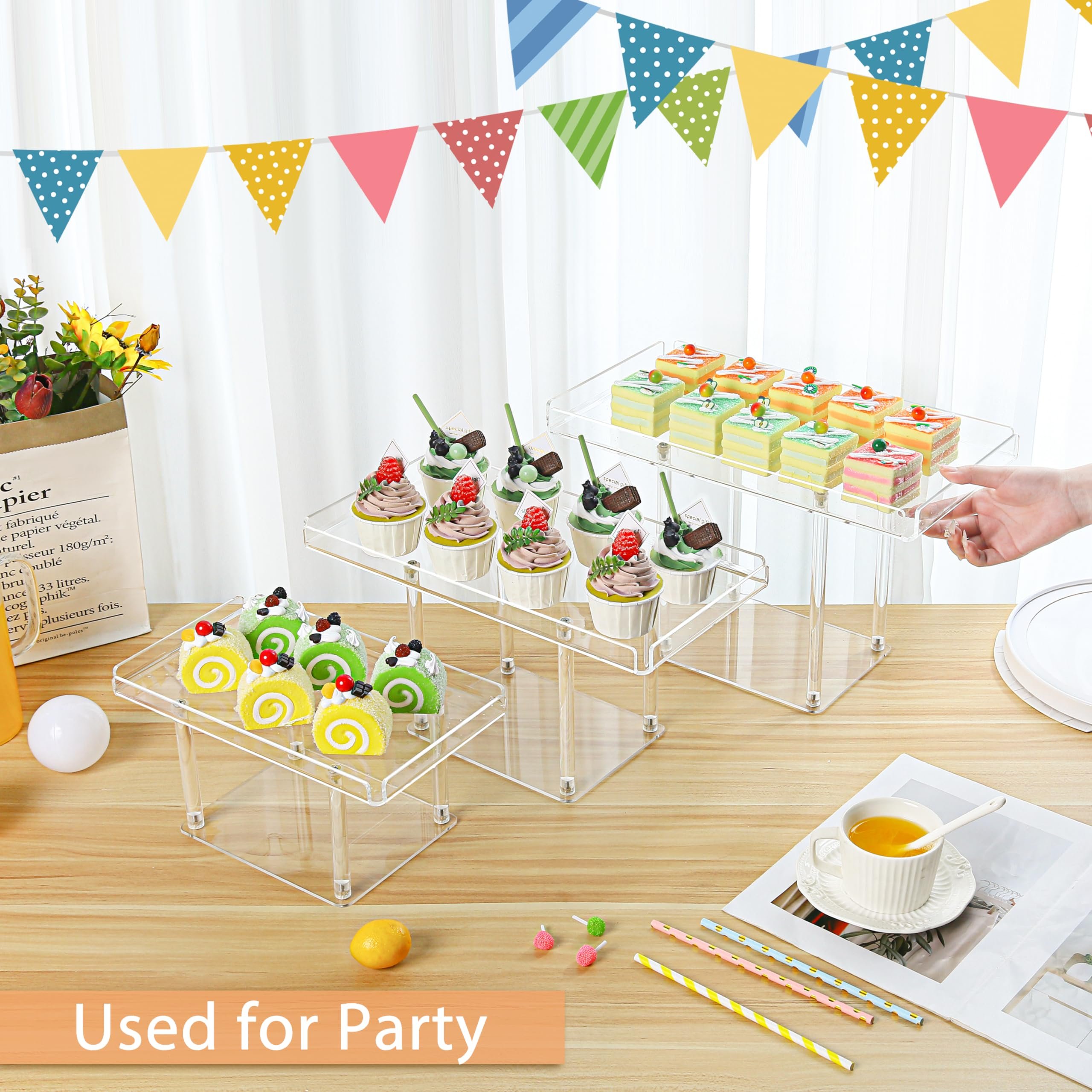 Factory wholesale 3 Pack Removable Cupcakes Dessert Table Display Set Acrylic Dessert Display Stands for Weddings & Parties