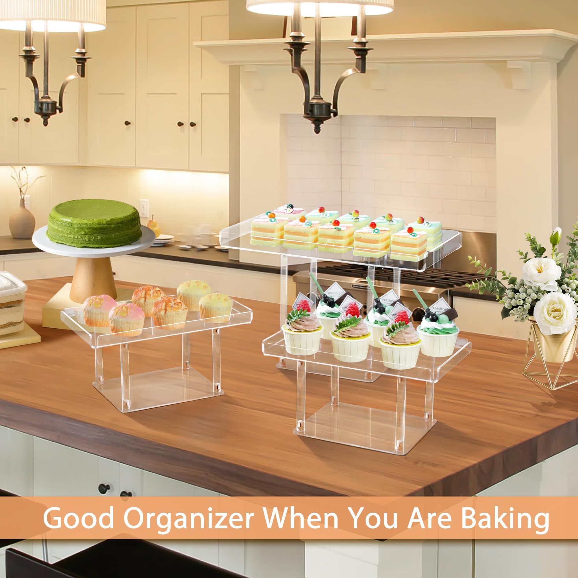 Factory wholesale 3 Pack Removable Cupcakes Dessert Table Display Set Acrylic Dessert Display Stands for Weddings & Parties