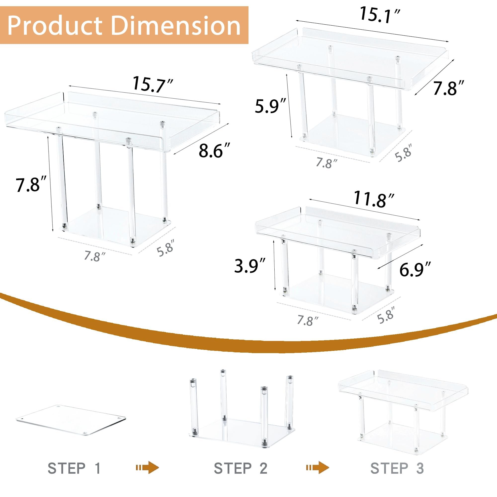 Factory wholesale 3 Pack Removable Cupcakes Dessert Table Display Set Acrylic Dessert Display Stands for Weddings & Parties