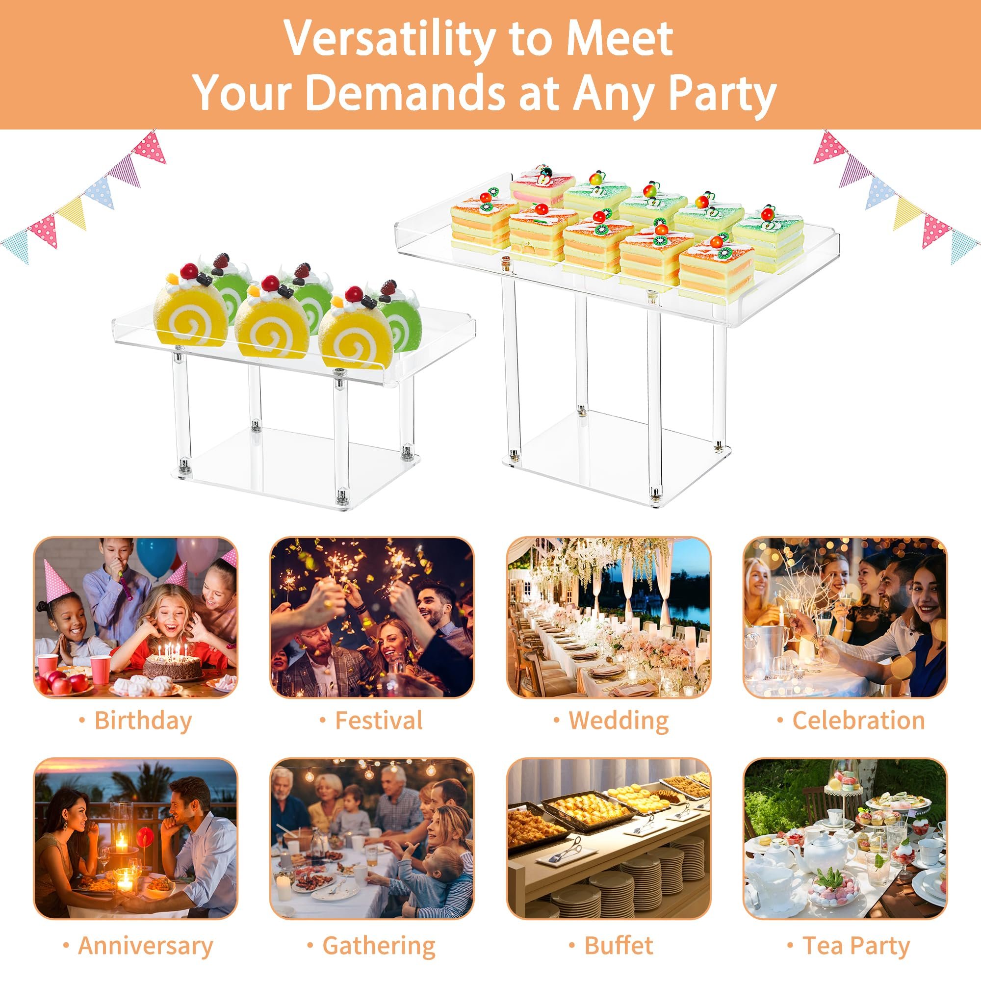 Factory wholesale 3 Pack Removable Cupcakes Dessert Table Display Set Acrylic Dessert Display Stands for Weddings & Parties